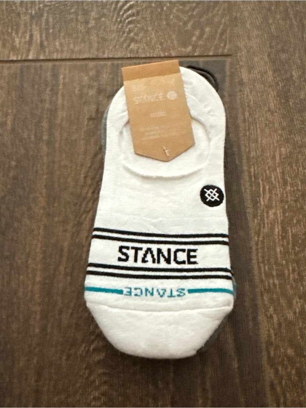 Stance Men’s White No-Show Socks with Black & Teal Accents